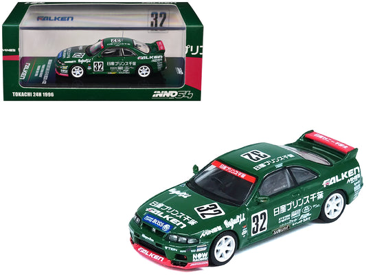 Nissan Skyline GT-R (R33) RHD (Right Hand Drive) #32 "Prince Chiba Falken" N1 Super Endurance Series "Tokachi 24 Hours" (1996) 1/64 Diecast Model Car by Inno Models-DiecastModeler.com