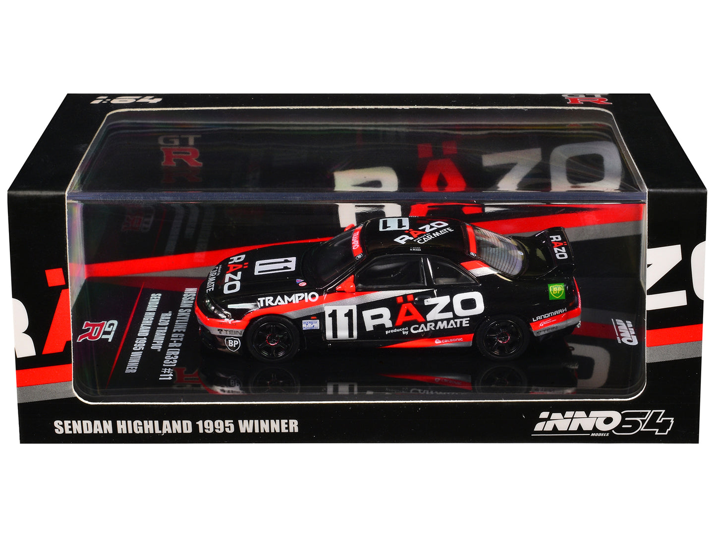 Nissan Skyline GT-R (R33) RHD (Right Hand Drive) #11 "Razo Trampio" N1 Super Endurance Series "Sedan Highland" (1995) 1/64 Diecast Model Car by Inno Models-DiecastModeler.com