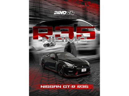 Nissan GT-R (R35) Nismo RHD (Right Hand Drive) Nismo Black with Carbon Hood and Top 1/64 Diecast Model Car by Inno Models-DiecastModeler.com
