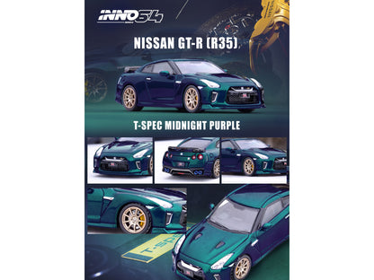 Nissan GT-R (R35) T-Spec RHD (Right Hand Drive) Midnight Purple Metallic 1/64 Diecast Model Car by Inno Models-DiecastModeler.com