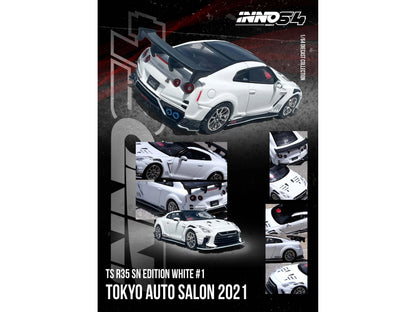 Nissan GT-R (R35) "Top Secret" RHD (Right Hand Drive) White with Black Top "Tokyo Auto Salon 2021" 1/64 Diecast Model Car by Inno Models-DiecastModeler.com