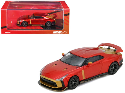 Nissan GT-R50 By ItalDesign Red Metallic with Gold Accents 1/64 Diecast Model Car by Inno Models-DiecastModeler.com