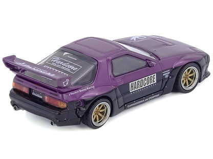 Mazda RX7 (FC3S) "Pandem Rocket Bunny" Kit Purple Metallic and Black 1/64 Diecast Model Car by Inno Models