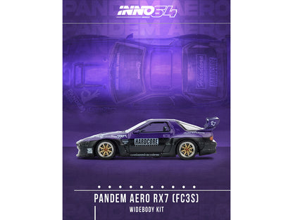 Mazda RX7 (FC3S) "Pandem Rocket Bunny" Kit Purple Metallic and Black 1/64 Diecast Model Car by Inno Models
