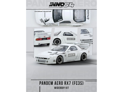 Mazda RX7 (FC3S) "Pandem Aero" Widebody Kit White with Graphics 1/64 Diecast Model Car by Inno Models-DiecastModeler.com