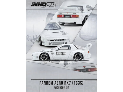 Mazda RX7 (FC3S) "Pandem Aero" Widebody Kit White with Graphics 1/64 Diecast Model Car by Inno Models-DiecastModeler.com