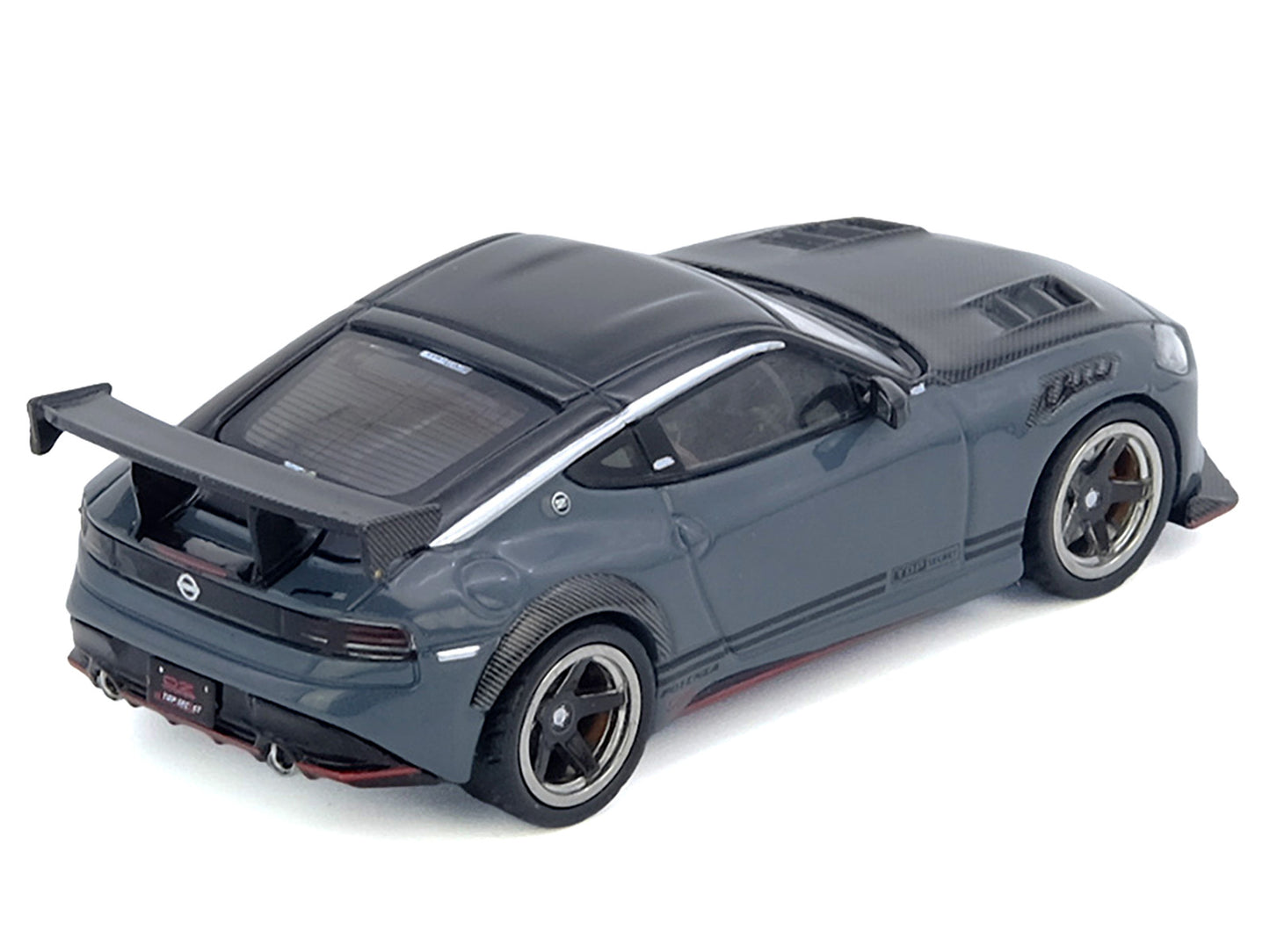 Nissan Fairlady Z "Top Secret" (RZ34) RHD (Right Hand Drive) Stealth Gray with Carbon Hood and Black Top 1/64 Diecast Model Car by Inno Models-DiecastModeler.com