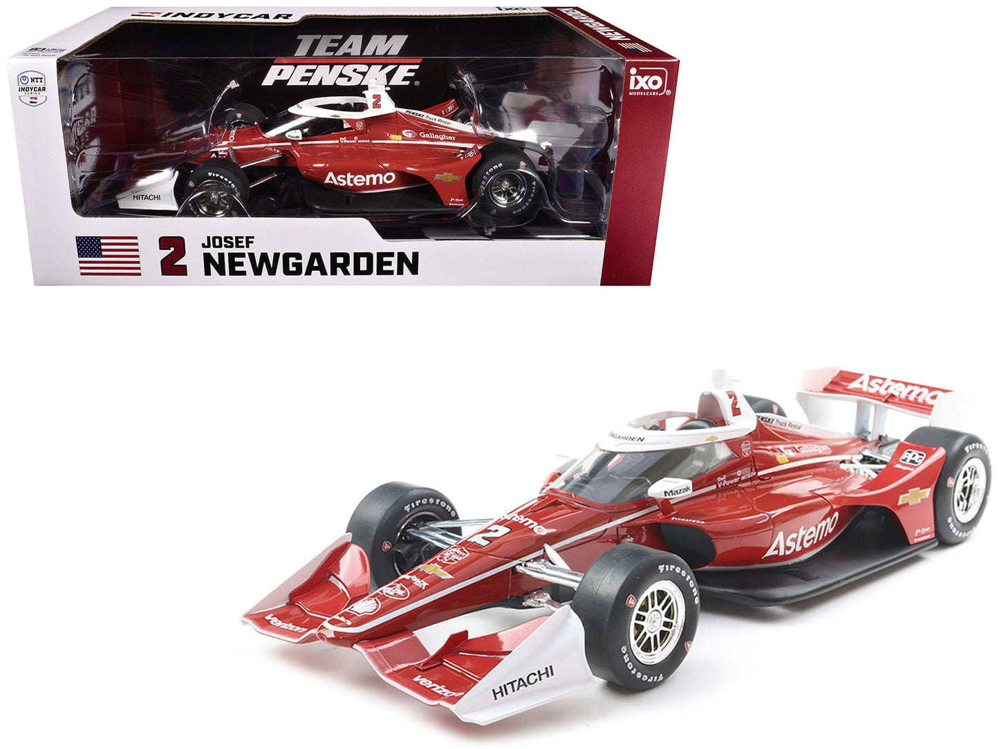 Dallara IndyCar #2 Josef Newgarden "Astemo" Team Penske (Road Course Configuration) "NTT IndyCar Series" (2025) 1/18 Diecast Model Car by IXO Models-DiecastModeler.com