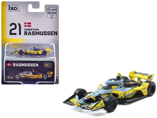 Dallara IndyCar #21 Christian Rasmussen "Splenda" Ed Carpenter Racing (Road Course Configuration) "NTT IndyCar Series" (2025) 1/64 Diecast Model Car by IXO Models-DiecastModeler.com