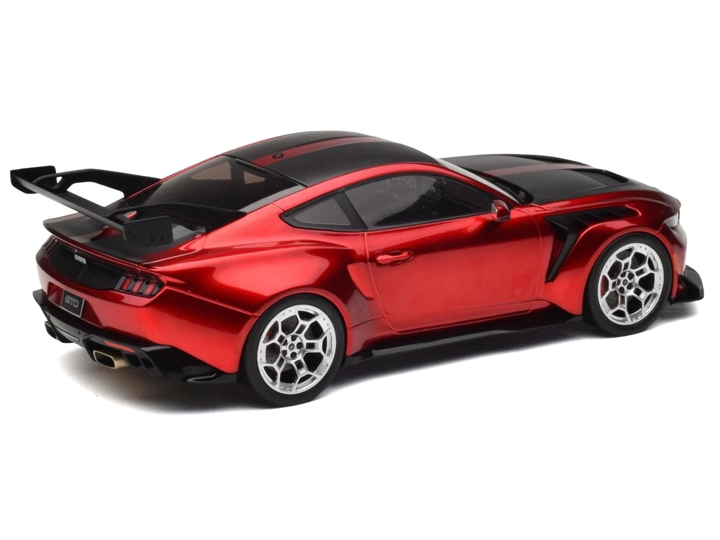 2025 Ford Mustang GTD Dark Red Metallic with Carbon Stripes "Limited Edition" Series 1/18 Diecast Model Car by IXO Models