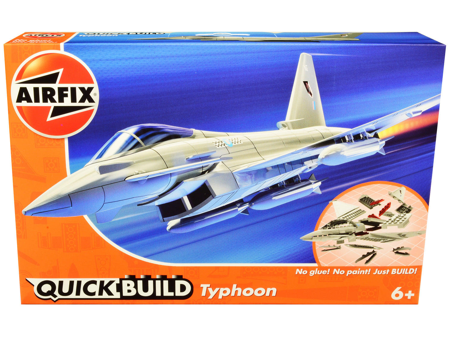 Skill 1 Model Kit Eurofighter Typhoon Snap Together Painted Plastic Model Airplane Kit by Airfix Quickbuild-DiecastModeler.com