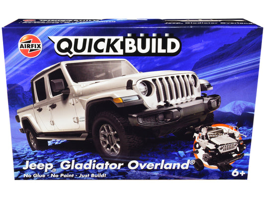 Skill 1 Model Kit Jeep Gladiator (JT) Overland Silver Snap Together Model by Airfix Quickbuild-DiecastModeler.com