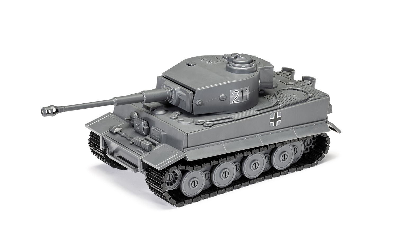 Skill 1 Model Kit Tiger I Tank "German Army" Snap Together Painted Plastic Model Tank Kit 1/35 Scale by Airfix Quickbuild-DiecastModeler.com