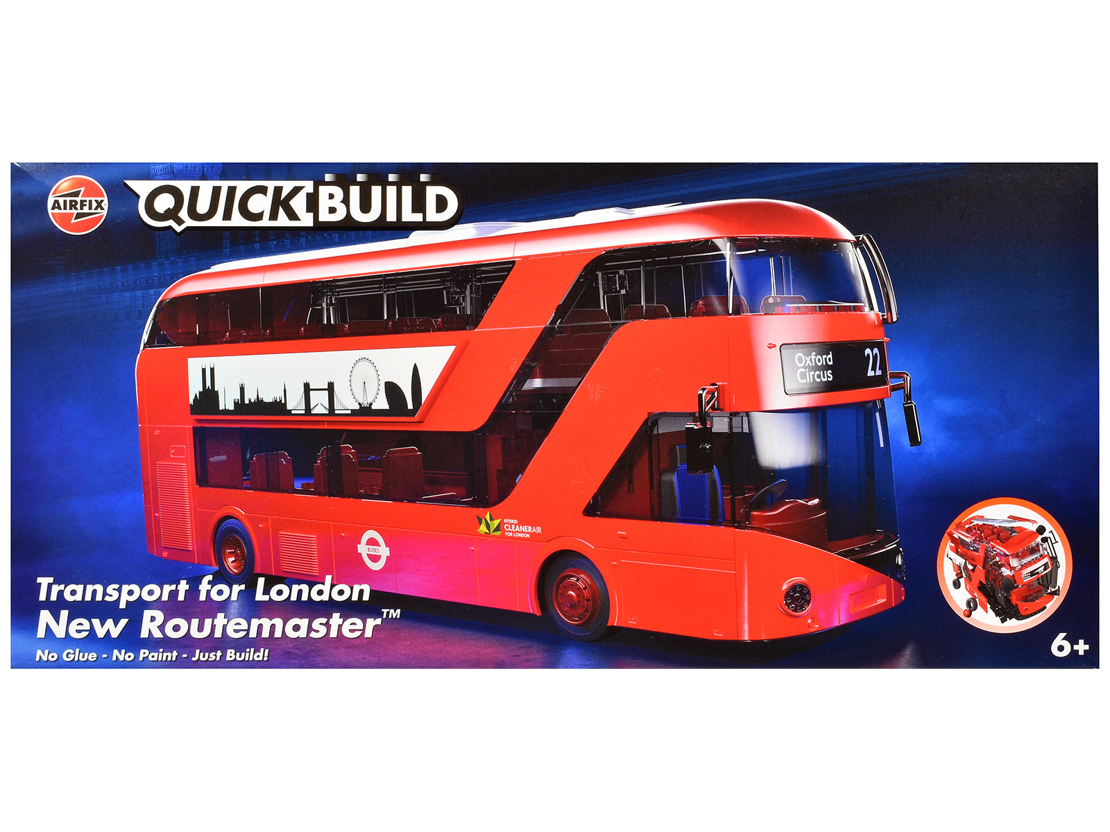 Skill 1 Model Kit Routemaster Double-Decker Bus "Transport for London" Snap Together Plastic Model Kit by Airfix Quickbuild-DiecastModeler.com