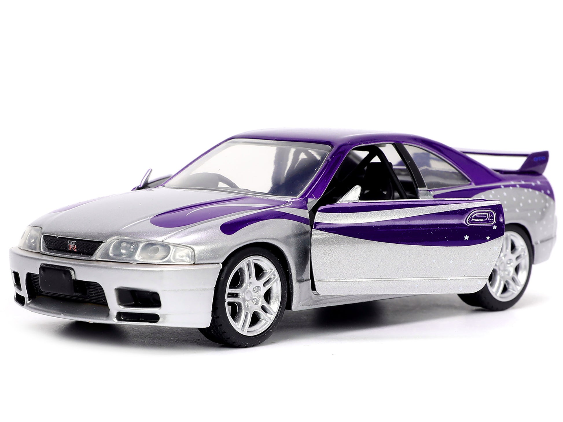 1995 Nissan Skyline GT-R (BCNR33) Purple and Silver Metallic "Fast & Furious" Series 1/32 Diecast Model Car by Jada-DiecastModeler.com
