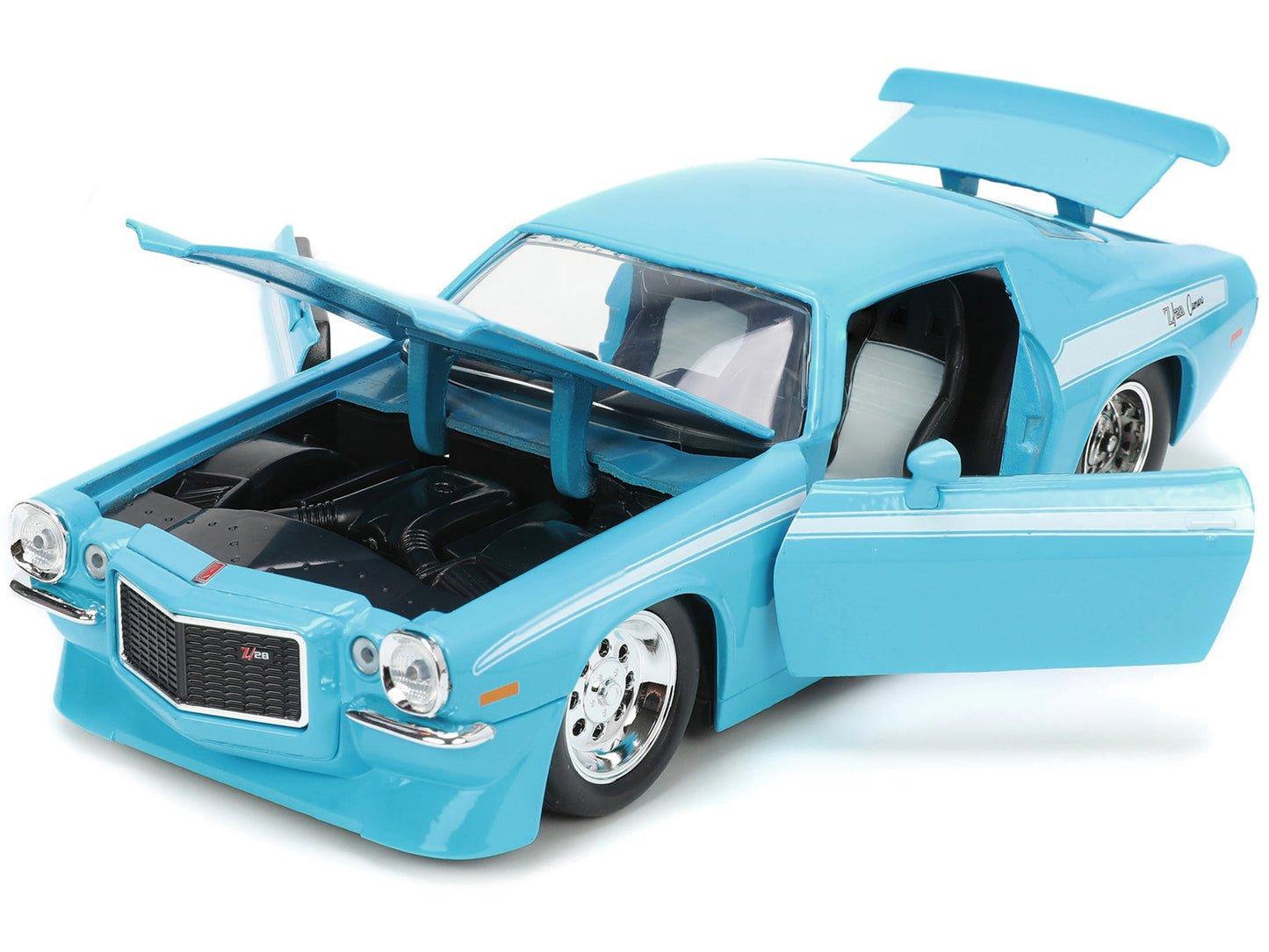 1971 Chevrolet Camaro Z/28 Light Blue with White Stripes "Bigtime Muscle" Series 1/24 Diecast Model Car by Jada-DiecastModeler.com