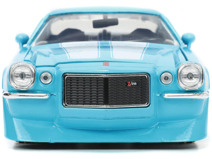 1971 Chevrolet Camaro Z/28 Light Blue with White Stripes "Bigtime Muscle" Series 1/24 Diecast Model Car by Jada-DiecastModeler.com