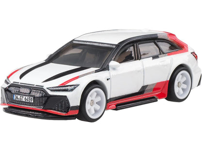 Audi RS 6 Avant White with Stripes "Fast Wagons" Series Diecast Model Car by Hot Wheels-DiecastModeler.com