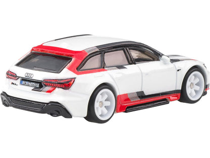 Audi RS 6 Avant White with Stripes "Fast Wagons" Series Diecast Model Car by Hot Wheels-DiecastModeler.com
