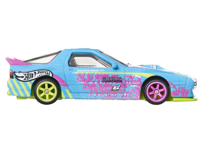 Mazda RX7 FC PANDEM Blue with Graphics "Silhouettes" Series Diecast Model Car by Hot Wheels-DiecastModeler.com