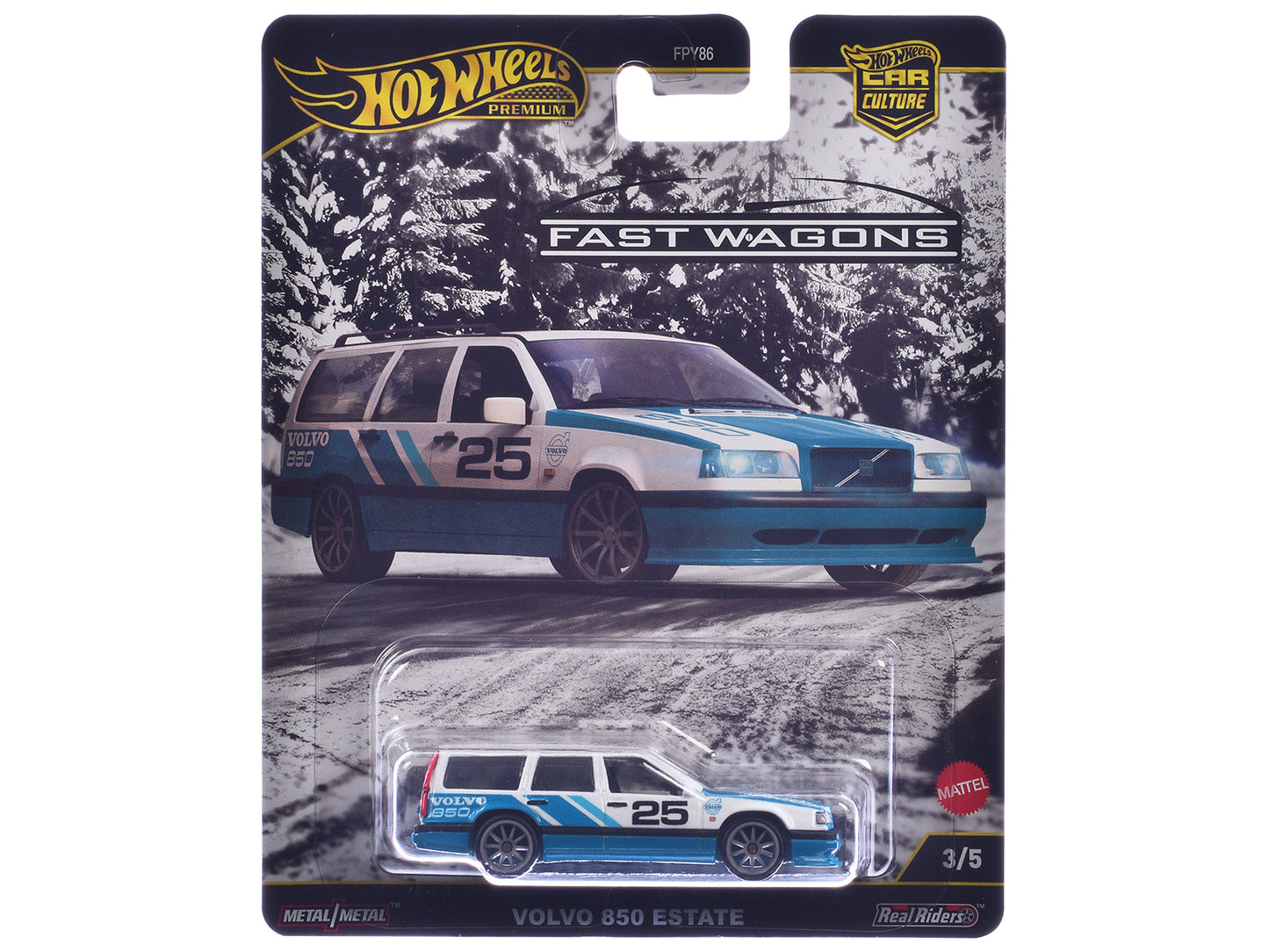 Volvo 850 Estate Wagon #25 Blue and White "Fast Wagons" Series Diecast Model Car by Hot Wheels
