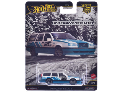 Volvo 850 Estate Wagon #25 Blue and White "Fast Wagons" Series Diecast Model Car by Hot Wheels