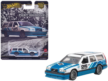 Volvo 850 Estate Wagon #25 Blue and White "Fast Wagons" Series Diecast Model Car by Hot Wheels-DiecastModeler.com