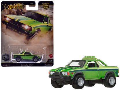 Subaru BRAT Utility Truck Green Metallic with Stripes "HW Off Road" Series Diecast Model Car by Hot Wheels-DiecastModeler.com