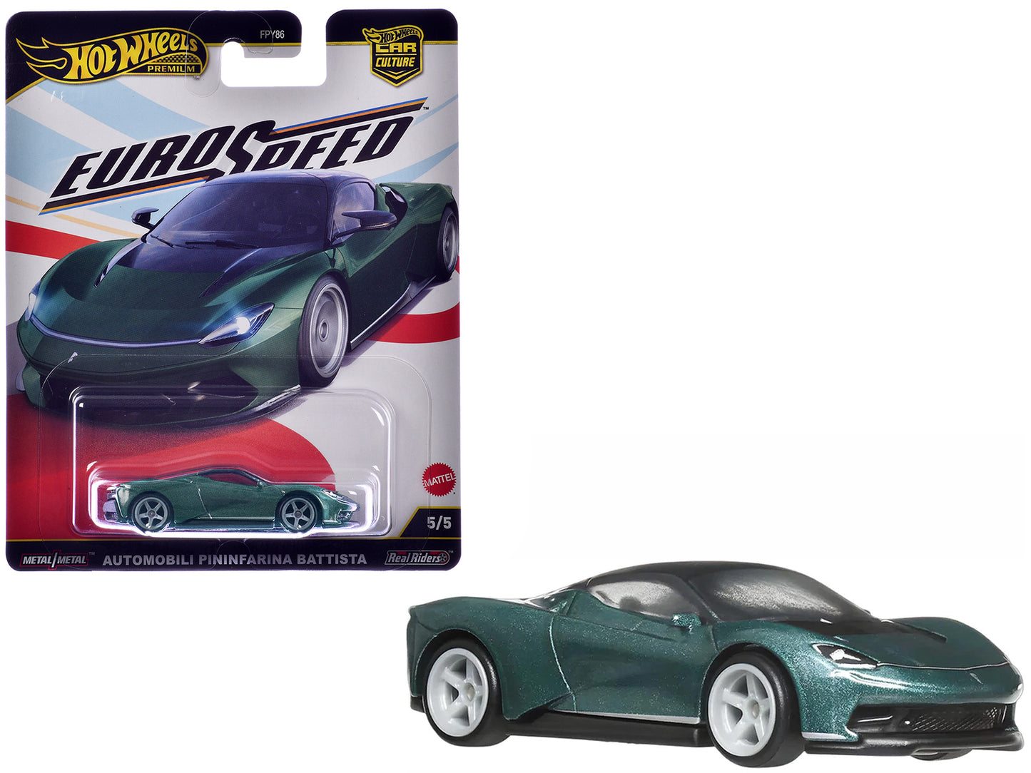 Automobili Pininfarina Battista Green Metallic with Black Top "Euro Speed" Series Diecast Model Car by Hot Wheels-DiecastModeler.com