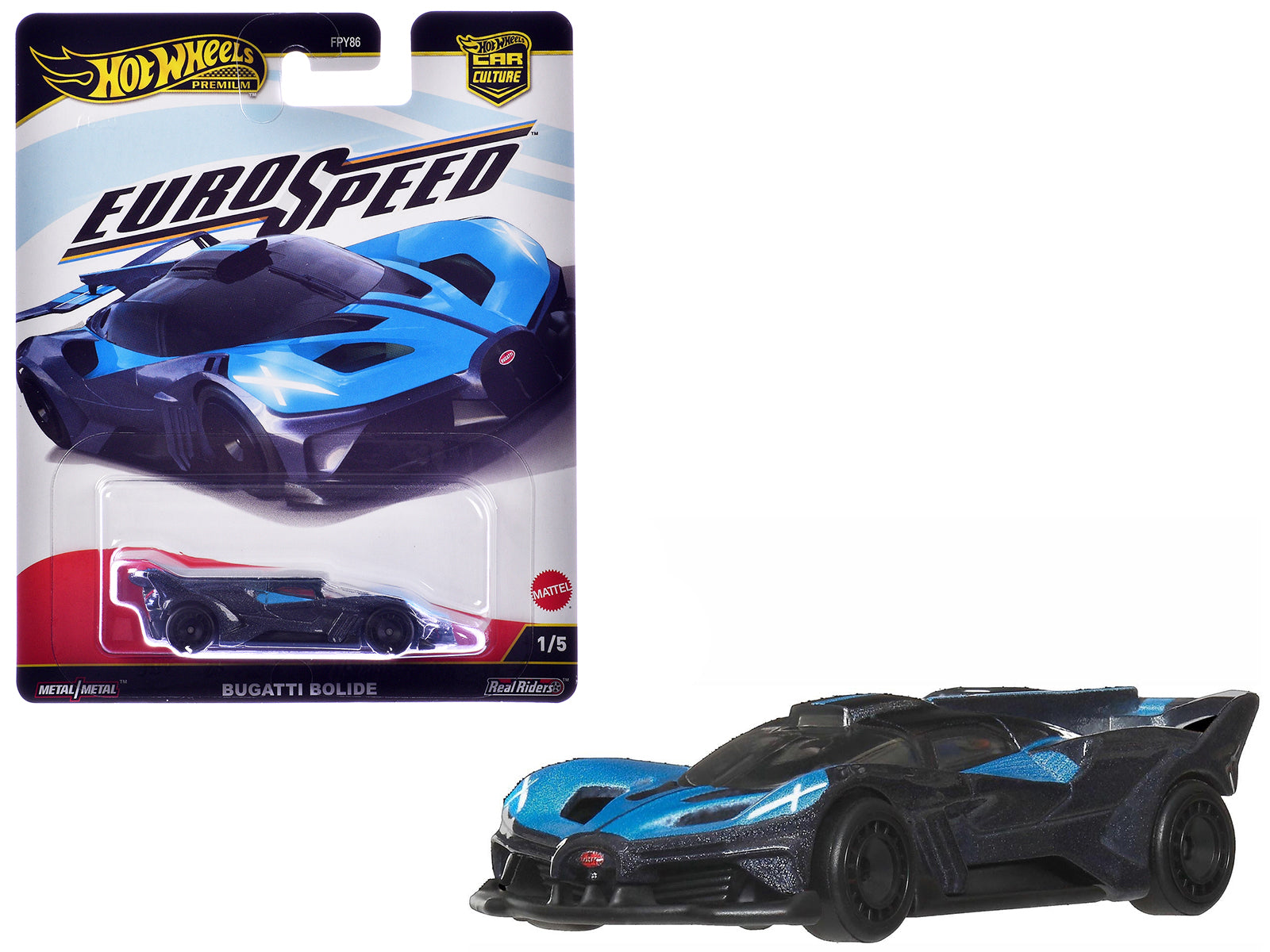 Bugatti Bolide Blue and Dark Blue Metallic "Euro Speed" Series Diecast Model Car by Hot Wheels-DiecastModeler.com