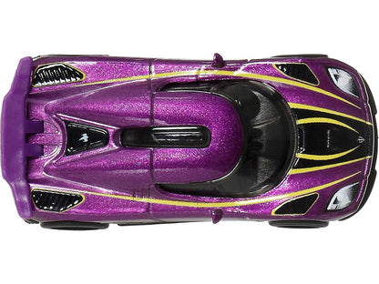 Koenigsegg Agera R Purple Metallic with Black and Yellow Stripes "Timeless Icons" Series Diecast Model Car by Hot Wheels