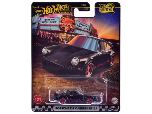 Porsche 911 Carrera RS 2.7 Black with Red Stripes "Boulevard" Series Diecast Model Car by Hot Wheels
