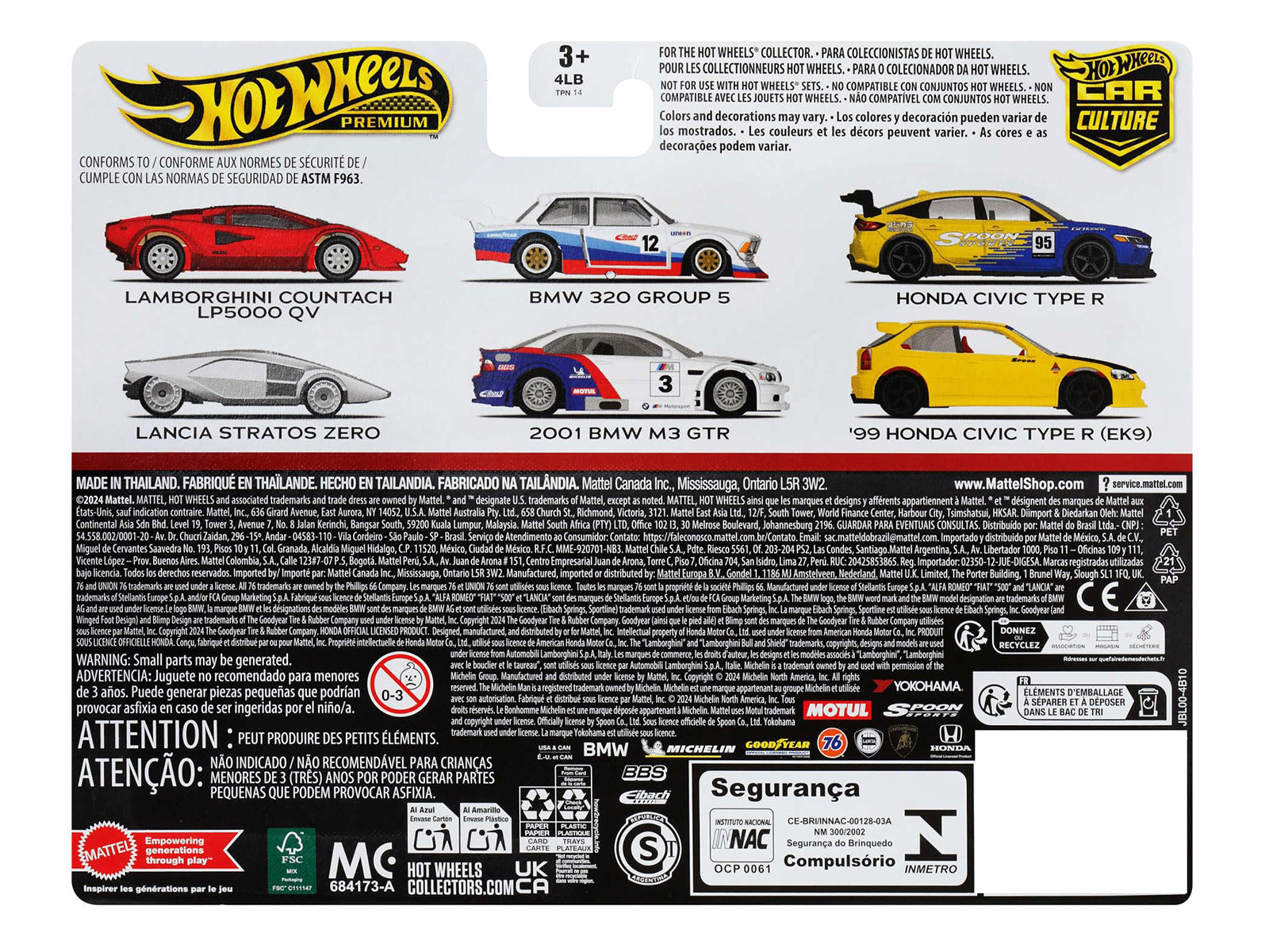 BMW 320 Group 5 #12 White with Stripes and 2001 BMW M3 GTR #3 White with Stripes "Car Culture" Set of 2 Cars Diecast Model Cars by Hot Wheels-DiecastModeler.com