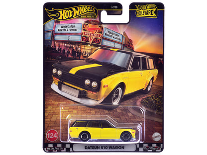 Datsun 510 Wagon Yellow and Black "Boulevard" Series Diecast Model Car by Hot Wheels-DiecastModeler.com