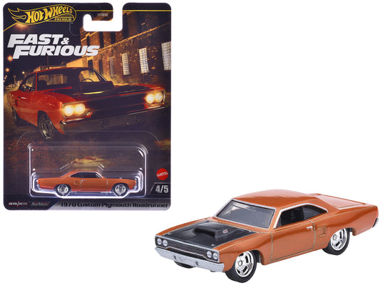 1970 Plymouth Road Runner Custom Copper Metallic with Black Hood "Furious 7" (2015) Movie "Fast & Furious" Series Diecast Model Car by Hot Wheels