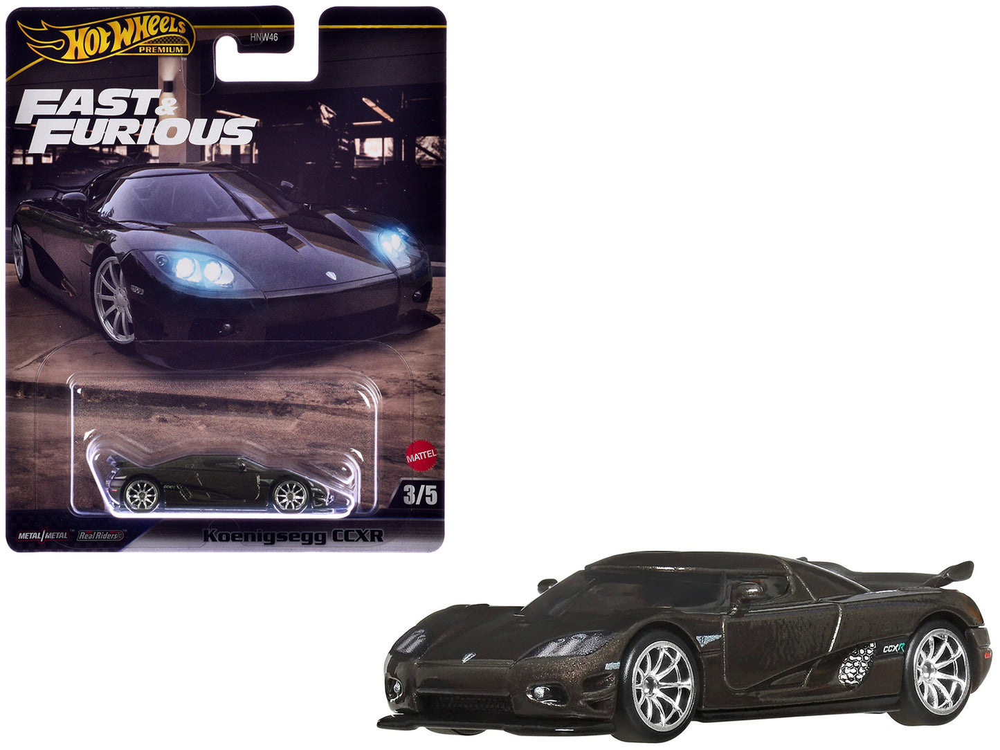 Koenigsegg CCXR Dark Gray Metallic "Fast Five" (2011) Movie "Fast & Furious" Series Diecast Model Car by Hot Wheels