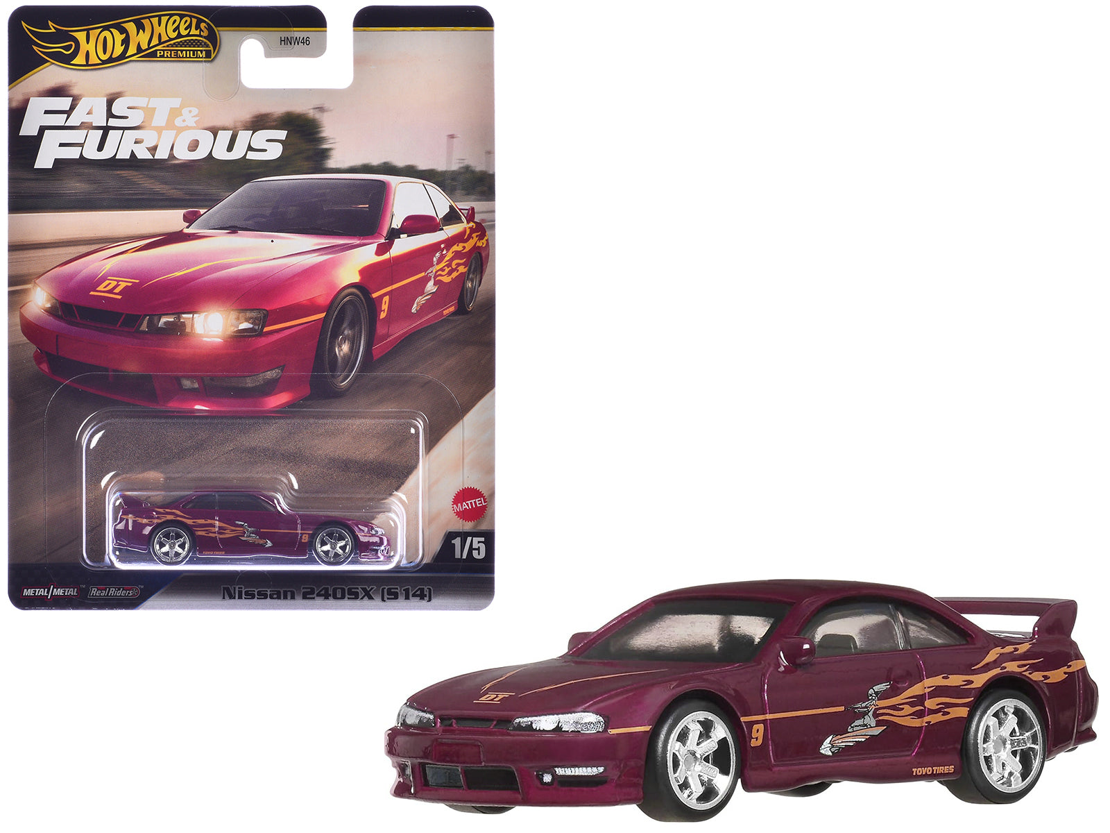 Nissan 240SX (S14) RHD (Right Hand Drive) Maroon with Graphics "The Fast and the Furious" (2001) Movie "Fast & Furious" Series Diecast Model Car by Hot Wheels-DiecastModeler.com