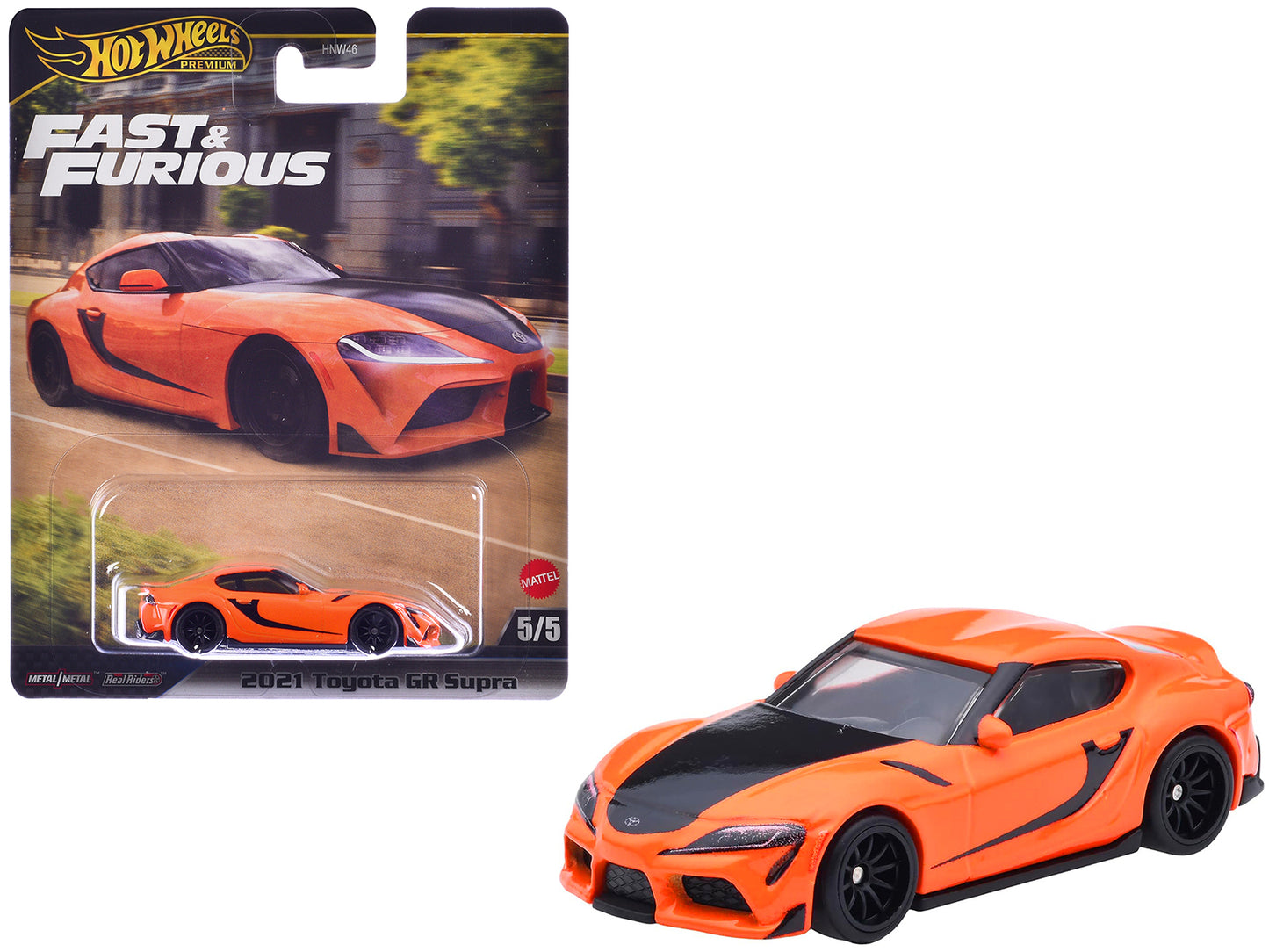 2021 Toyota GR Supra Orange and Black "F9" (2021) Movie "Fast & Furious" Series Diecast Model Car by Hot Wheels