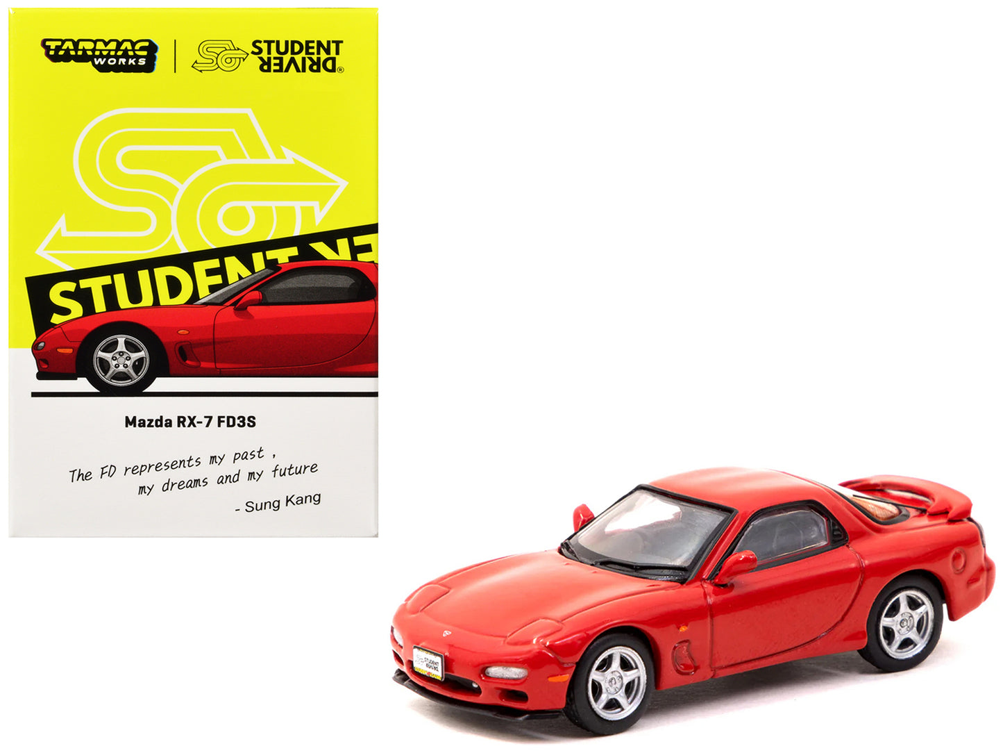Mazda RX-7 FD3S RHD (Right Hand Drive) Red "Student Driver" "J Collection" Series 1/64 Diecast Model by Tarmac Works-DiecastModeler.com