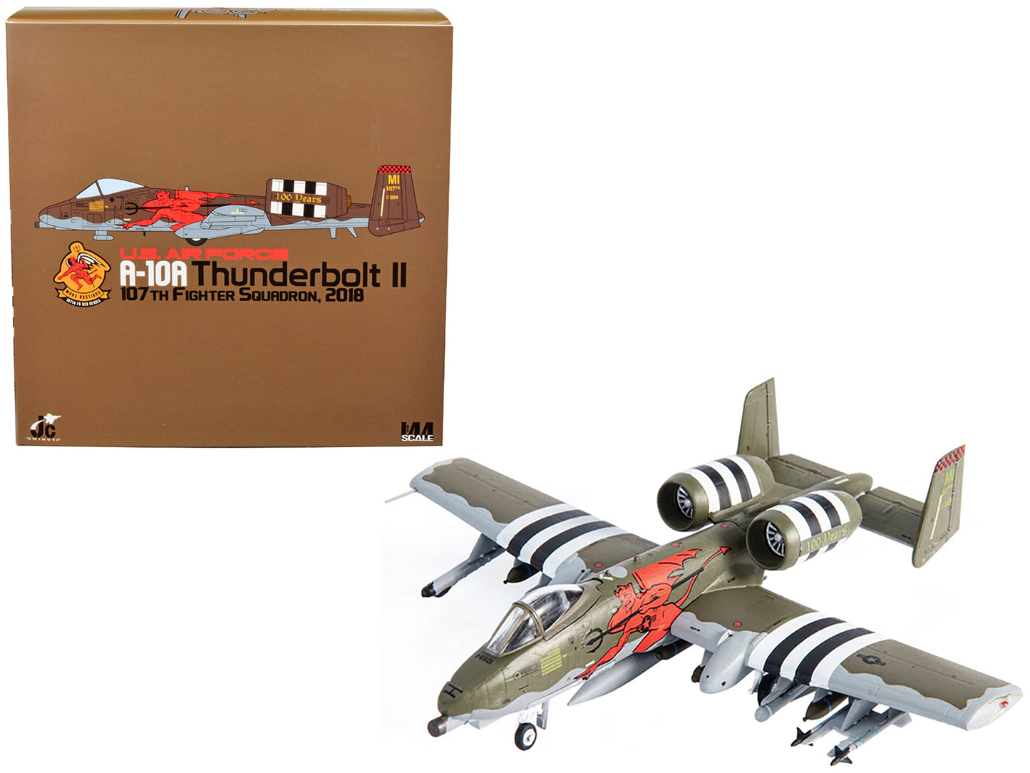 Fairchild Republic A-10A Thunderbolt II Aircraft "US Air Force 107th Fighter Squadron 100th Anniversary Edition" (2018) 1/144 Diecast Model by JC Wings-DiecastModeler.com