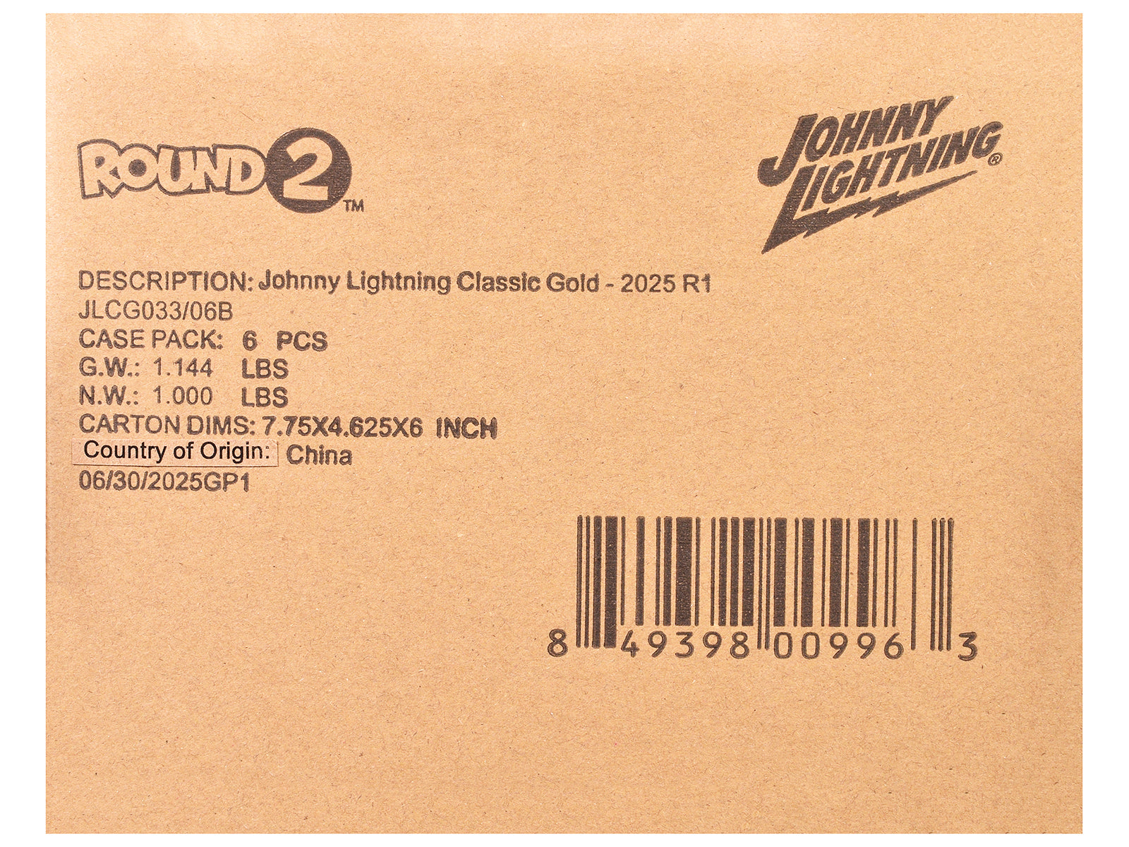 "Classic Gold Collection" 2025 Release 1 Set B of 6 Cars 1/64 Diecast Model Cars by Johnny Lightning-DiecastModeler.com