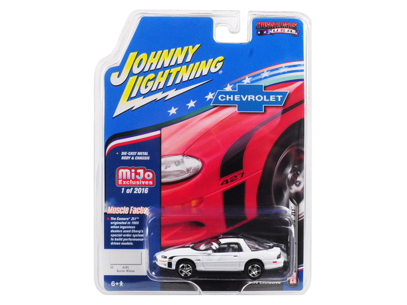 2002 Chevrolet Camaro ZL1 427 Arctic White with Black Stripes "Muscle Cars USA" Limited Edition to 2016 pieces Worldwide 1/64 Diecast Model Car by Johnny Lightning-DiecastModeler.com