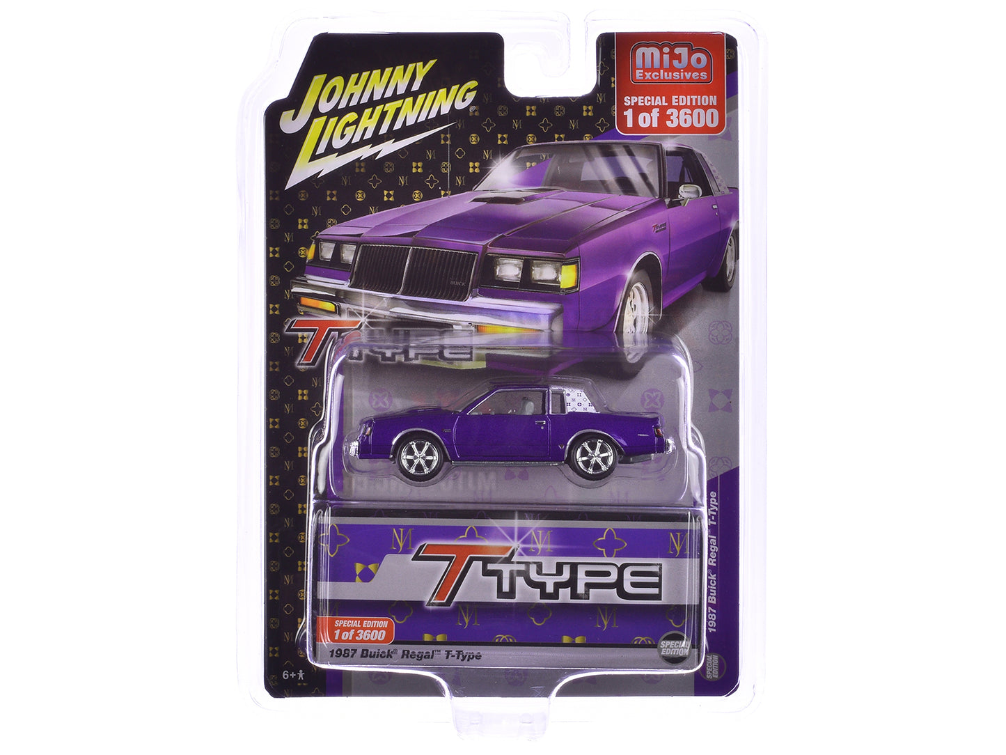 1987 Buick Regal T-Type Purple Metallic Limited Edition to 3600 pieces Worldwide 1/64 Diecast Model Car by Johnny Lightning-DiecastModeler.com