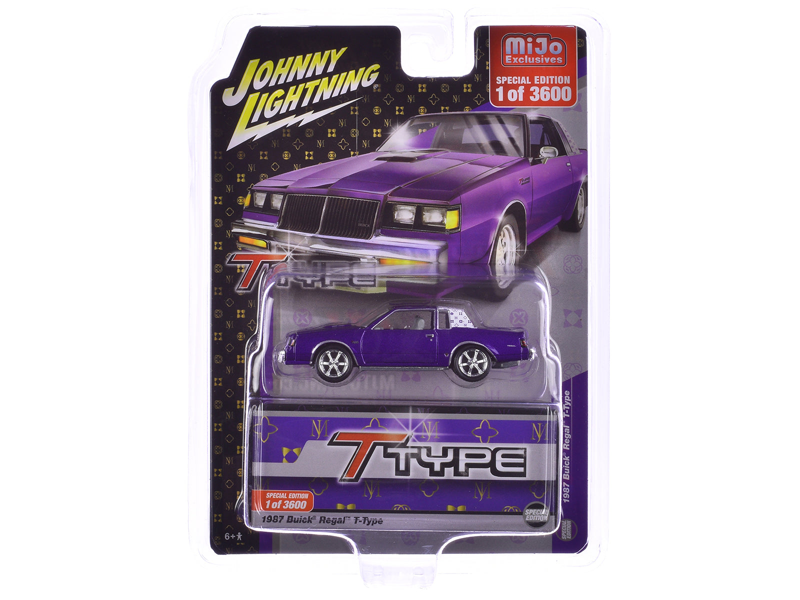 1987 Buick Regal T-Type Purple Metallic Limited Edition to 3600 pieces Worldwide 1/64 Diecast Model Car by Johnny Lightning-DiecastModeler.com