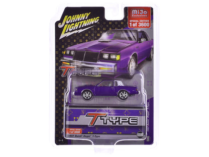 1987 Buick Regal T-Type Purple Metallic Limited Edition to 3600 pieces Worldwide 1/64 Diecast Model Car by Johnny Lightning-DiecastModeler.com