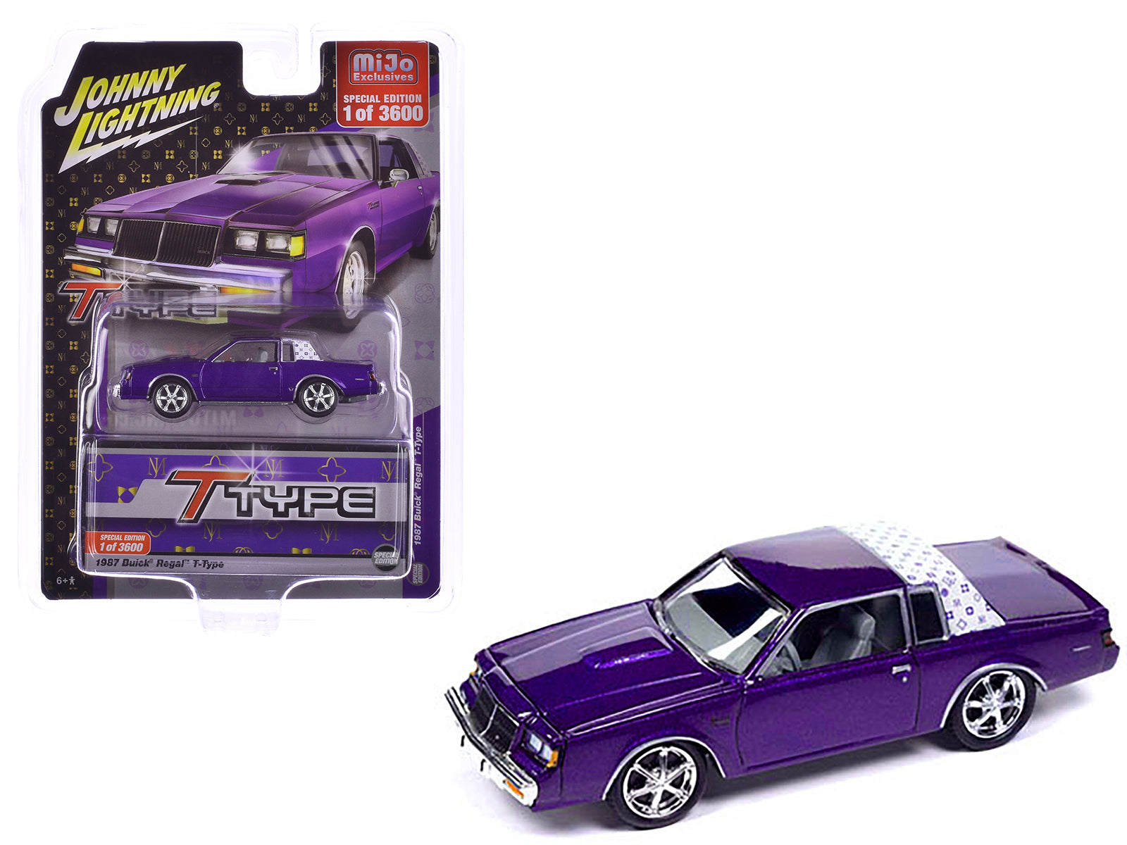 1987 Buick Regal T-Type Purple Metallic Limited Edition to 3600 pieces Worldwide 1/64 Diecast Model Car by Johnny Lightning-DiecastModeler.com