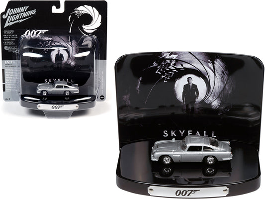 1964 Aston Martin DB5 Silver Birch with Collectible Tin Display "007" "Skyfall" (2012) Movie (23rd in the James Bond Series) 1/64 Diecast Model Car by Johnny Lightning-DiecastModeler.com