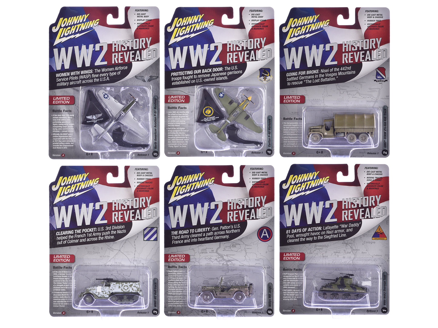 "Military" Set A of 6 pieces 2024 Release 1 Limited Edition Diecast Models by Johnny Lightning-DiecastModeler.com