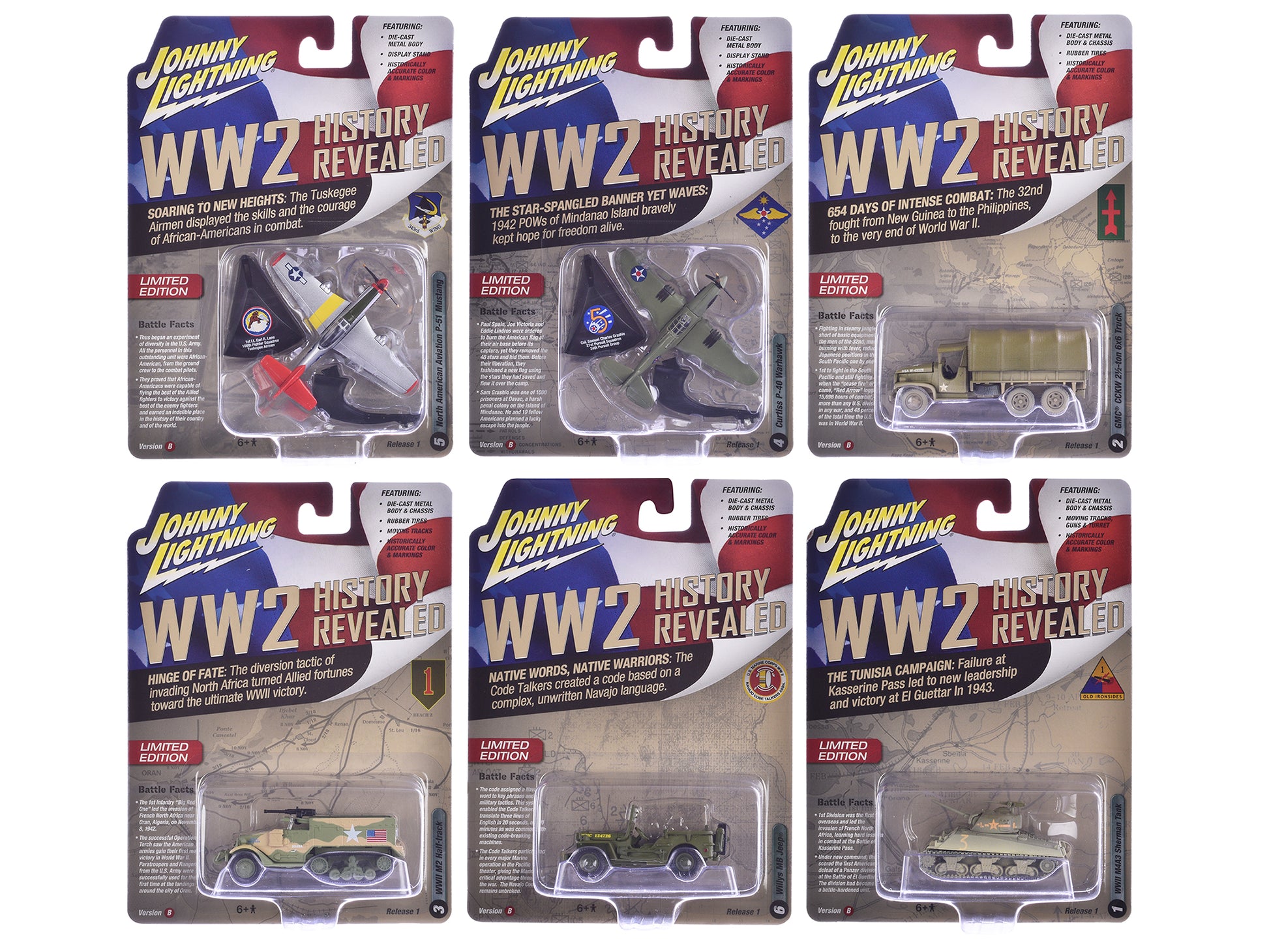 "Military" Set B of 6 pieces 2024 Release 1 Limited Edition Diecast Models by Johnny Lightning-DiecastModeler.com