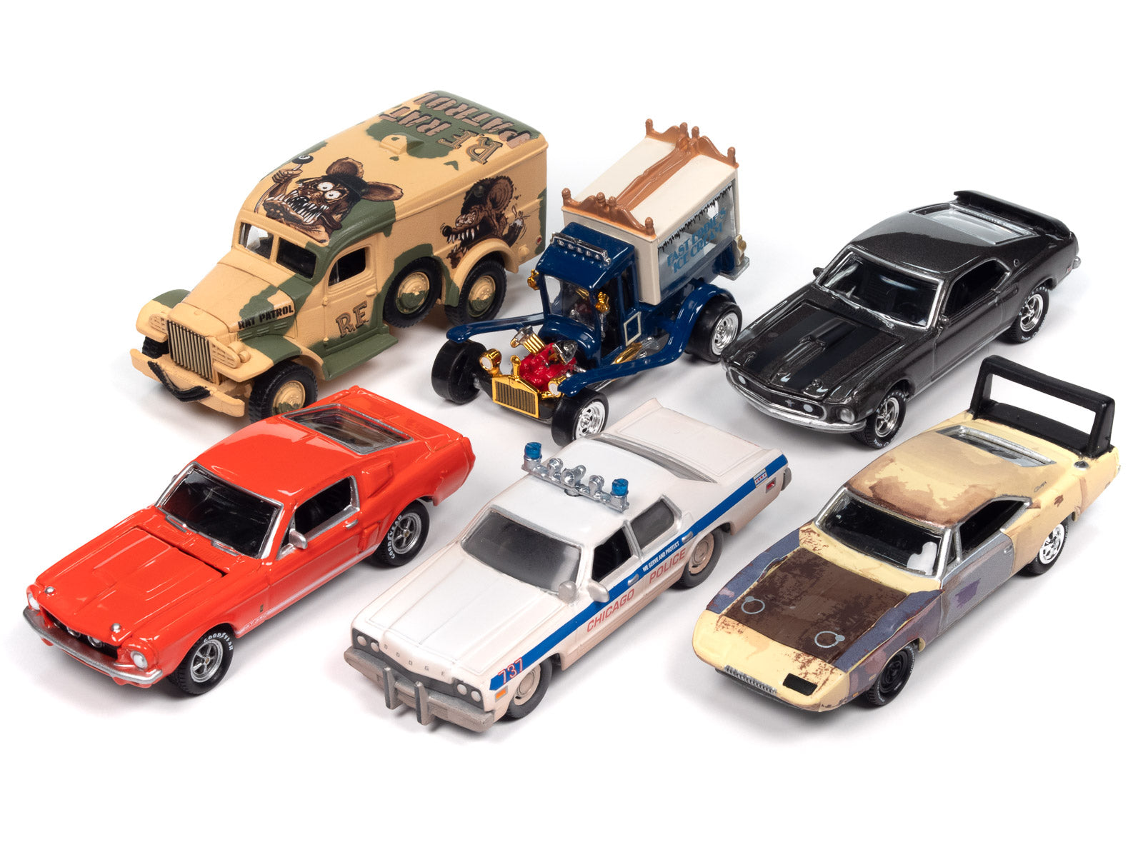 Pop Culture 2024 Set of 6 Cars Release 2 1/64 Diecast Model Cars by Johnny Lightning-DiecastModeler.com